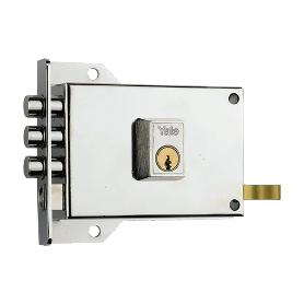 CERRADURA DE SOBREPONER DE UN PUNTO DE CIERRE 7 CON TRES BULONES Y PICAPORTE, CILINDRO FORJADO, ENTRADA DE 60MM, CA