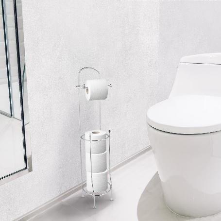 portarrollos papel higienico vertical para baño, rollos de reserva, ø 15 x  65 cm.