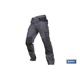 PANTALÓN DE TRABAJO HEIMDALL ELASTANO 280 G/M2 GRIS OSCURO CON DETALLES NEGROS TALLA 60