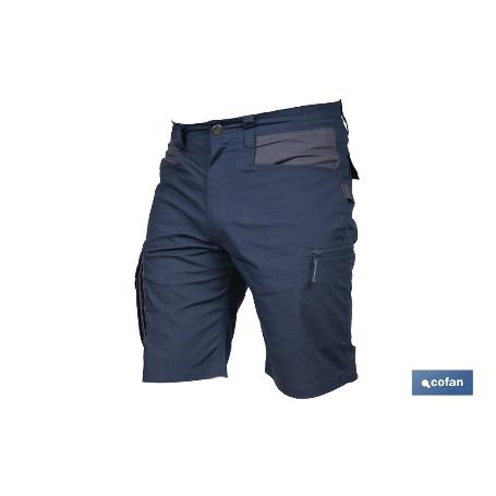 BERMUDAS DE TRABAJO TYR ELASTANO 215 G/M2 AZUL MARINO CON DETALLES GRISES TALLA 38