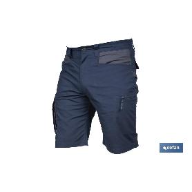 BERMUDAS DE TRABAJO TYR ELASTANO 215 G/M2 AZUL MARINO CON DETALLES GRISES TALLA 56