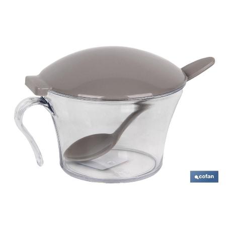 AZUCARERO 120ML MODELO ALBAHACA COLOR PIEDRA 15X11.5X9 CM   CAJA 6 UNID.