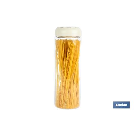 BOTE DE VIDRIO BOROSILICATO CON TAPA BEIGE GAMA LAUREL 1700 ML
