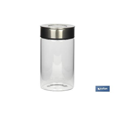 FRASCO BOROSILICATO+ACERO MODELO CICER 1000 ML 18.5 X 10 CM