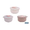 SET DE 3 RECIPIENTES REDONDOS CON TAPA 100 ML, 250 ML, 500 ML