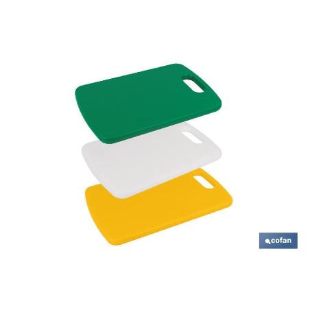 TABLA CORTE CON ASA AMARILLO 30X20X1,5 CM. MODELO CHIPS