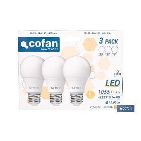 PACK DE 3 BOMBILLAS LED CLASSIC E27 9.5 W 1055 LM 4000 K