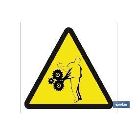 SEÑAL ADHESIVA 105X105MM. PELIGRO ATRAPAMIENTOS