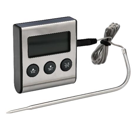 TERMOMETRO DIGITAL COCINA CON SONDA CABLEADA, Y LECTOR TEMPERATURA CON SOPORTE, LECTURA INSTANTANEA, TERMOMETRO HOR