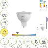 BOMBILLA LED DICROICA ROSCA GU 5.3 / MR16. 5 WATT. EQUIVALE A 40 WATT. 405 LUMENES. LUZ CÁLIDA (3000º K.)