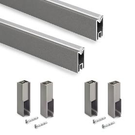 EMUCA LOTE DE 2 BARRAS PARA ARMARIO LUXE DE LONGITUD 0.75M CON SOPORTES, ALUMINIO Y PLÁSTICO, TITANIO