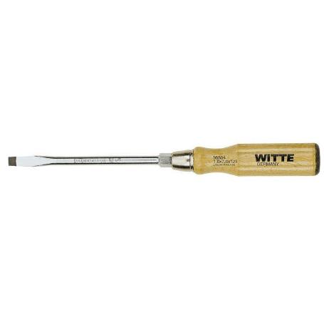 WITTE-96503-DESTORNILLADOR DE PUNTA PLANA NEGRA CON MANGO DE MADERA (5,5X100)