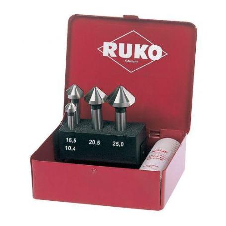 RUKO-102150T-JUEGO DE 4 AVELLANADORES CÓNICOS DIN 335 FORMA C HSS-TIN 90°