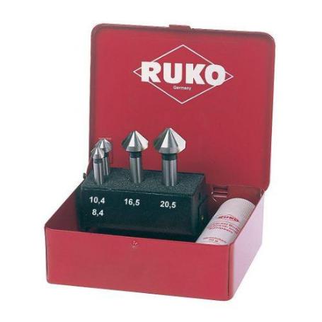 RUKO-102151T-JUEGO DE 4 AVELLANADORES CÓNICOS DIN 335 FORMA C HSS-TIN 90°