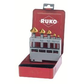 RUKO-102154A-JUEGO DE 5 AVELLANADORES CÓNICOS DIN 335 FORMA C 90° HSS PARA ALUMINIO