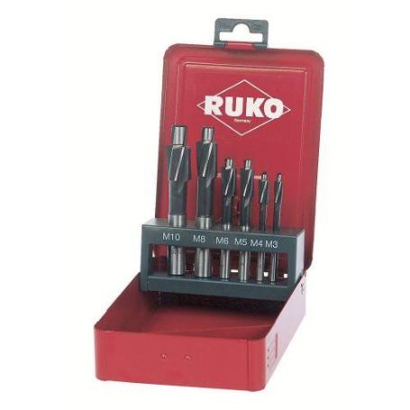 RUKO-102450-JUEGO DE 6 AVELLANADORES PLANOS HSS DIN 373 PASO FINO