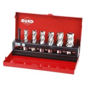 RUKO-108820-JUEGO DE 6 BROCAS HUECAS HSS VÁSTAGO WELDON