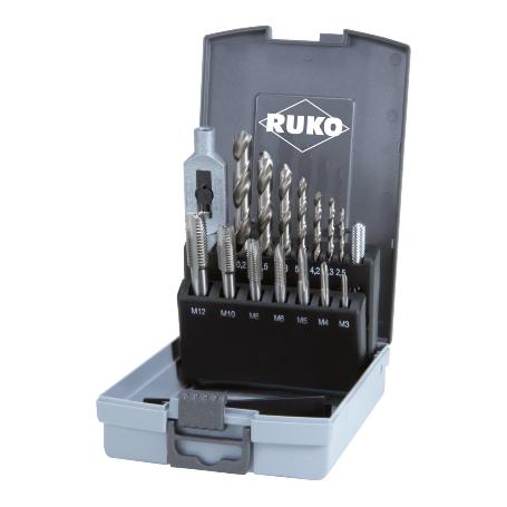 RUKO-245004RO-JUEGO DE 15 MACHOS DE ROSCAR EN ESTUCHE DE PLÁSTICO