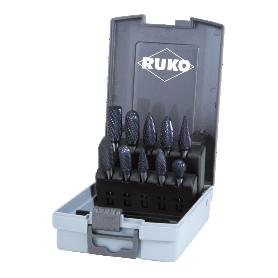 RUKO-116003TCRO-JUEGO 10 FRESAS METAL DURO TICN