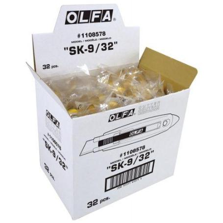 OLFA-SK-9/32-CUTTER DE SEGURIDAD CON PúA DE METAL DURO Y CUCHILLA TRAPEZOIDAL DE 17,5 MM EN BOLSA DE PLÁSTICO 
