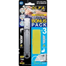 OLFA-SK-12/SKB2SR/BP-CúTER DE SEGURIDAD DE ACERO INOXIDABLE SK-12 CON 3 CUCHILLAS SKB-2S-R