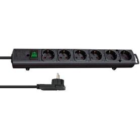BRENNENSTUHL-1153300100-BASE MúLTIPLE COMFORT-LINE PLUS NEGRA CON CLAVIJA PLANA (6 TOMAS)