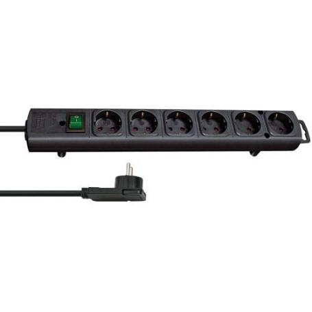 BRENNENSTUHL-1153300100-BASE MúLTIPLE COMFORT-LINE PLUS NEGRA CON CLAVIJA PLANA (6 TOMAS)
