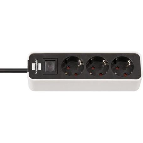 BRENNENSTUHL-1153230020-BASE MúLTIPLE ECOLOR BLANCA/ NEGRA CON DISEÑO COMPACTO (3 TOMAS)