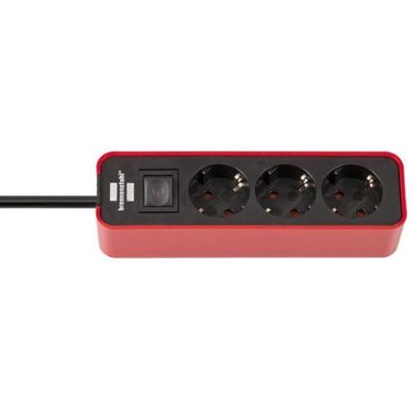 BRENNENSTUHL-1153230070-BASE MúLTIPLE ECOLOR ROJA/ NEGRA CON DISEÑO COMPACTO (3 TOMAS)