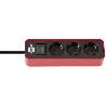 BRENNENSTUHL-1153230070-BASE MúLTIPLE ECOLOR ROJA/ NEGRA CON DISEÑO COMPACTO (3 TOMAS)