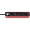 BRENNENSTUHL-1153230070-BASE MúLTIPLE ECOLOR ROJA/ NEGRA CON DISEÑO COMPACTO (3 TOMAS)