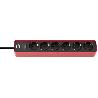 BRENNENSTUHL-1153230070-BASE MúLTIPLE ECOLOR ROJA/ NEGRA CON DISEÑO COMPACTO (3 TOMAS)