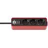 BRENNENSTUHL-1153230070-BASE MúLTIPLE ECOLOR ROJA/ NEGRA CON DISEÑO COMPACTO (3 TOMAS)