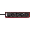 BRENNENSTUHL-1153230070-BASE MúLTIPLE ECOLOR ROJA/ NEGRA CON DISEÑO COMPACTO (3 TOMAS)