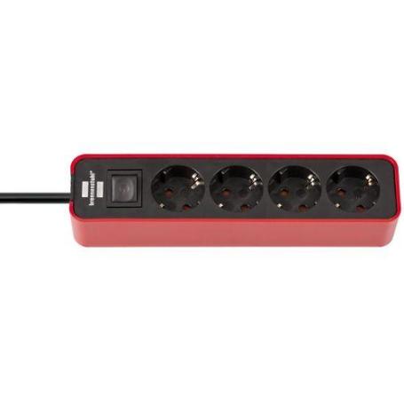 BRENNENSTUHL-1153240070-BASE MúLTIPLE ECOLOR ROJA/ NEGRA CON DISEÑO COMPACTO (4 TOMAS)