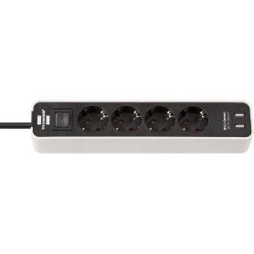 BRENNENSTUHL-1153240026-BASE MúLTIPLE ECOLOR CON DISEÑO COMPACTO Y PUERTOS USB (COLOR BLANCO/ NEGRO)