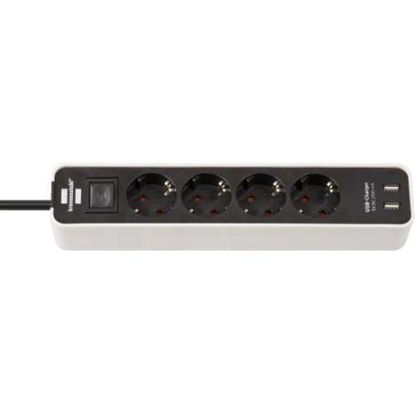 BRENNENSTUHL-1153240026-BASE MúLTIPLE ECOLOR CON DISEÑO COMPACTO Y PUERTOS USB (COLOR BLANCO/ NEGRO)