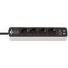 BRENNENSTUHL-1153240026-BASE MúLTIPLE ECOLOR CON DISEÑO COMPACTO Y PUERTOS USB (COLOR BLANCO/ NEGRO)