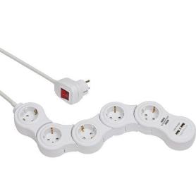 BRENNENSTUHL-1155350210-BASE MúLTIPLE MANIOBRABLE VARIO-POWER CON PUERTOS USB