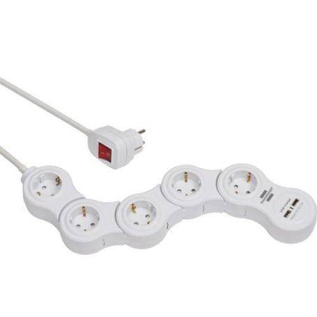 BRENNENSTUHL-1155350210-BASE MúLTIPLE MANIOBRABLE VARIO-POWER CON PUERTOS USB