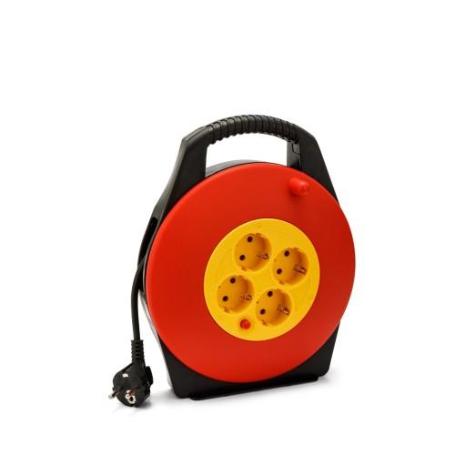 VELAMP-DOMREEL-10-DE-ENROLLACABLES DOMÉSTICO 4 TOMAS SCHUKO ESTÁNDAR, CABLE H05VV-F 3G1,0MM2 (10M)