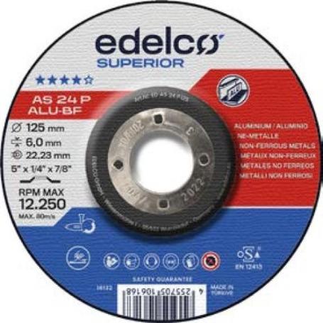 EDELCO-EDAS24P115-DISCO DESBASTE PARA ALUMINIO AS 24 P SUPERIOR (115 MM) (CAJA 10)