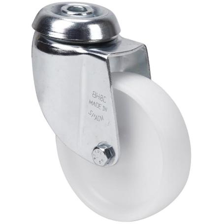 RUEDA GIRATORA AGUJERO M10 20BH100-SL PLASTICO BLANCO EJE LISO