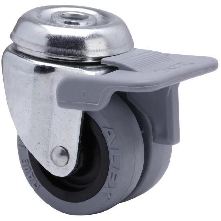 RUEDA GIRATORA AGUJERO M10 FRENO 20IFNR50-PGI POLIAMIX-GOMA GRIS (DOBLE) LISO