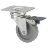 RUEDA GIRATORA PLACA FRENO 10BSRFN40-BP PLASTICO GRIS EJE LISO
