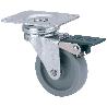 RUEDA GIRATORA PLACA FRENO 10BSRFN40-BP PLASTICO GRIS EJE LISO