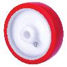 RUEDA PO100-12-40 NUCLEO NYLON BLANCO Y BANDA POLIUR.ROJO EJE LISO