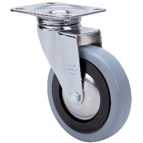 RUEDA GIRATORA PLACA 10A80CP-PGAN POLIAMIX-GOMA GRIS EJE LISO