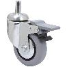 RUEDA GIRATORA ESPIGA LISA M12X30 FRENO 33BHFD80CP-PGI POLIAMIX-GOMA GRIS LIS