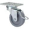 RUEDA GIRATORA PLACA FRENO VARILLA 10BSRFV60-BP PLASTICO GRIS EJE LISO